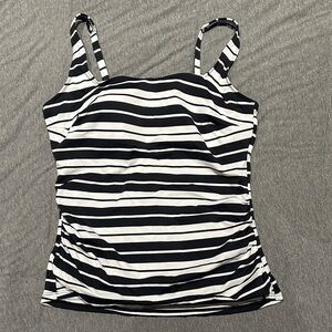 Chic Black and White Striped Bikini Top